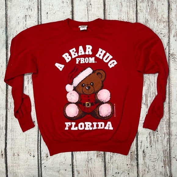 Ugly Christmas Sweater Other - Vintage A Bear Hug From Florida Holiday Ugly Sweater Party Xmas Sweatshirt